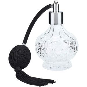 Retro Glazen Parfumflesje - Hervulbaar - Kwast - Verstuiver - 80ml - Kristallen Parfumflesje