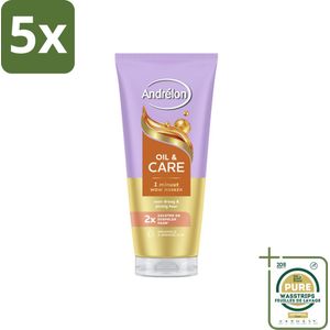5 x Andrélon – Haarmasker WOW – Oil & Care – 180 ml - Grootverpakking - Haarmasker - Haar Verzorging - Pluisbestrijding - Droog Haar - Haar Voeding