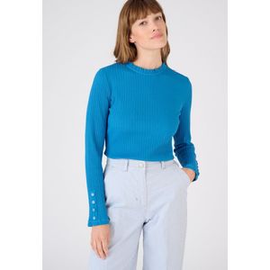 Damart - T-shirt in licht gewafeld katoenjersey - Dames - Blauw - XL