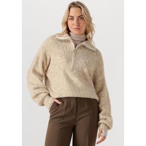 Simple Knit-boucle-25-3 Truien & vesten Dames - Sweater - Hoodie - Vest- Beige - Maat S