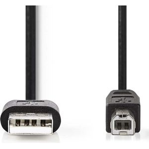 Nedis USB-Kabel - USB 2.0 - USB-A Male - USB-B Male - 480 Mbps - Vernikkeld - 3.00 m - Rond - PVC - Zwart - Label