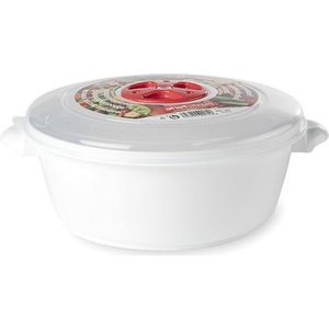 Magnetronschaal met deksel/ventiel - 1 liter - wit - kunststof - BPA vrij - keukenhulpmiddelen
