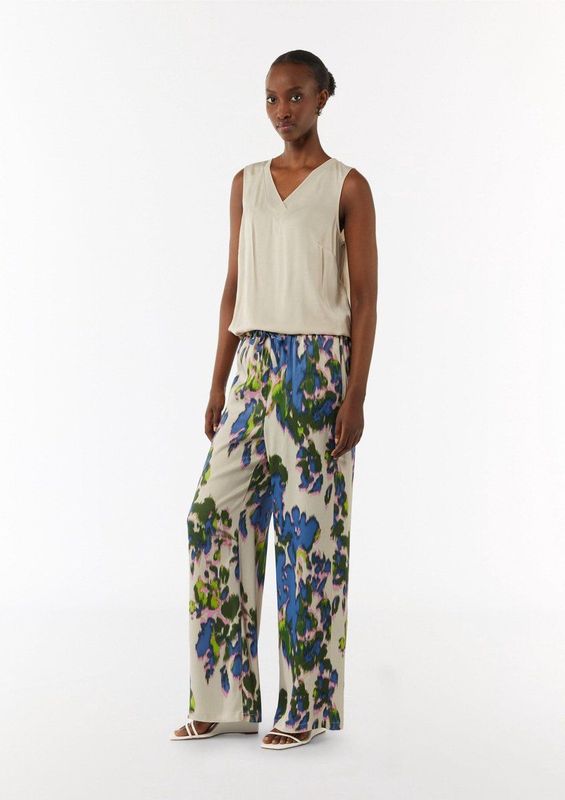 comma - Harembroek - Luxe Satijn - Wijde Pijpen - All-over Print