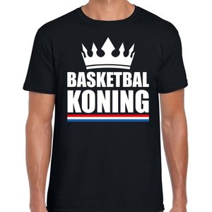 Zwart basketbal koning shirt met kroon heren - Sport / hobby kleding S