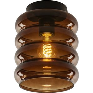 Lumidora Plafondlamp 31380 - Plafonniere - NAPELS - E27 - Zwart - Bruin - Metaal - ⌀ 19 cm
