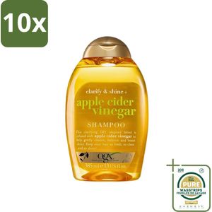 10 x OGX - Apple Cider Vinegar - Shampoo - Clarify + Shine - 385 ml - Grootverpakking - Apple Cider Vinegar Shampoo - Clarifying Shampoo - Shine Shampoo - Hair Clarifying - Hair Shine
