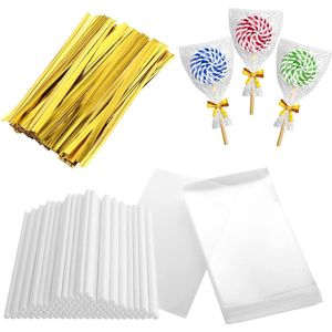 300 stks Lolly Tool Set - Cake Pop Sticks - Cake Pop Zakken - Twist Stropdassen - Party Cupcake Chocolade Koekjes Wrapping .