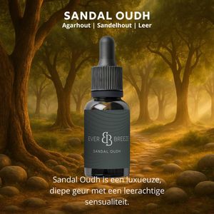 Ever-breeze Sandal Oudh - Auto Parfum - Oosterse Luxe met Agarhout, Sandelhout en Leer - Premium Unisex Auto Parfum - Intense Houtige Geur