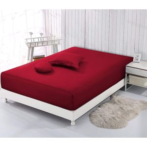 VISION Hoeslaken Rood - 90 x 190 cm - 100% Katoen