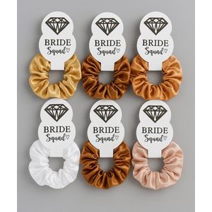 NEWI - Haarelastiek Bride Squad | Bruidsmeisje Scrunchie Satijn | Bruiloft Team Bride Bridesmaid | Haaraccessoires Vrijgezellenfeest