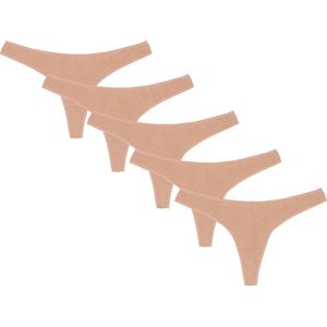 5x Beige, katoenen strings, OEKO-TEX gecertificeerd