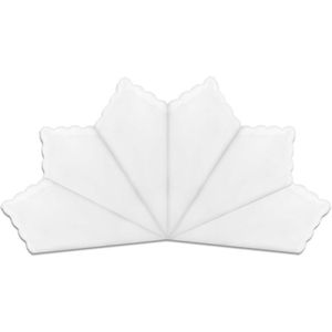 Brenzoos - : Zakdoeken van puur katoen voor mannen en vrouwen - zachte witte zakdoeken met golvende rand - ideaal voor borduurwerk en tie-dye - pak van 6 stuks - 11,8 inch - geschikt voor dagelijks gebruik en bruiloftsfeesten.