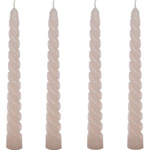 Comforder Set van 4 Gedraaide Kaarsen - 19cm Licht Roze - Lange Draai Dinerkaarsen - Swirl/Twist Candles
