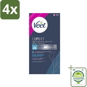 Veet Expertn - Ontharingsstrips - Lichaam & benen - Normale huid - 20 Strips - Voordeelverpakking - 4 stuks - Veet ontharingsstrips - Ontharen benen