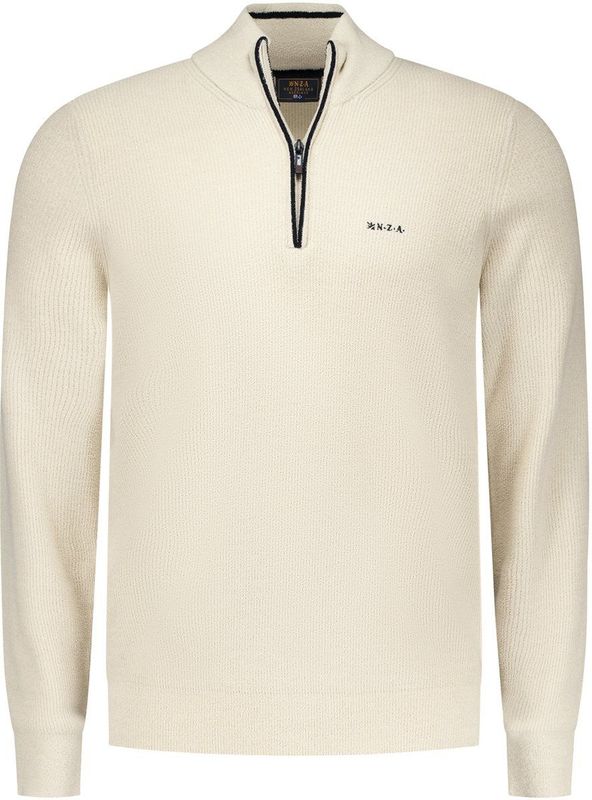 NZA - Ecru - Gebreide Trui - Polyester - Half Zip Kraag