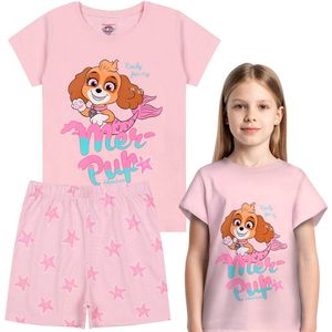 Paw Patrol Skye KATOENEN, roze TWEEDELIG pyjama VOOR DE ZOMER met korte mouwen 100% KATOEN