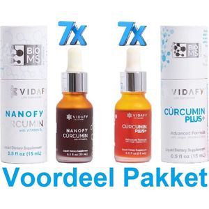 7x Nanofy Curcumin 15ml + 7x Curcumin Plus 15ml Vidafy Voordeelpakket