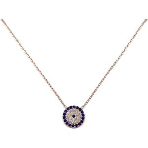 Sterling Zilveren Ketting met Turkse Ooghanger en Zirkonia