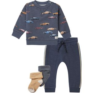 Noppies - kledingset - Jongens - 4 delig - BROEK TUCKAHOE TURBULENCE - TRUI TUSCULUM TURBULENCE - SOKKEN TRIBES HILL - DUST GREY - Maat 80