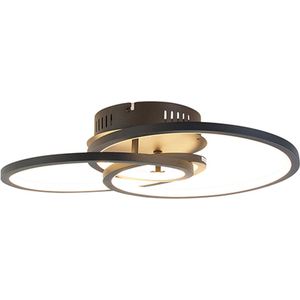 QAZQA rowin - Design LED Dimbare Plafondlamp met Dimmer - 1 lichts - L 45 cm - Zwart - Woonkamers-sSlaapkamers-sKeuken
