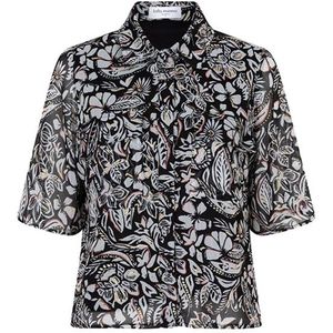 Blouse - Zwart-Wit - Kalea - Bloemenpatroon - Korte Mouwen