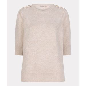 Esqualo Sweater Sequins Gathering Beige dames