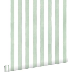 ESTAhome behang strepen groen en wit - 53 cm x 10.05 m - 131303