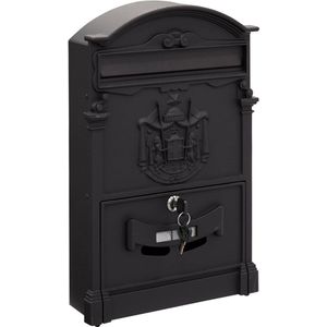 Goodivery ® Gegoten aluminium, Brievenbus-42 x 26 x 9 cm, Zwart
