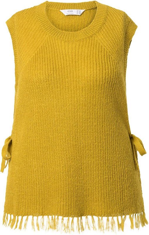 Angel of Style Angel of Style - Dames - Slip-over comfortabele pasvorm zijkanten met strikband - Donker mosterdgeel - Maat 42+