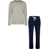 Happy Shorts Heren Kerst Pyjama Set Shirt + Broek Grijs/Rood Geruit Flanel - Maat M