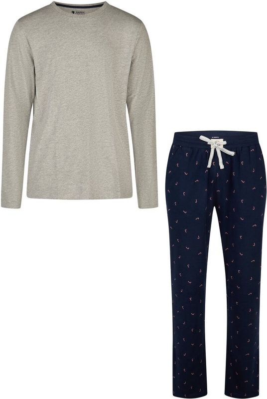 Happy Shorts Heren Kerst Pyjama Set Shirt + Broek Grijs/Rood Geruit Flanel - Maat M