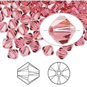 Swarovski Elements, 36 stuks Xilion Bicone kralen (5328), 6mm, indian pink