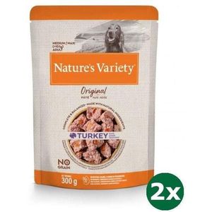 2x300 gr Natures variety original adult medium / maxi pouch turkey no grain hondenvoer
