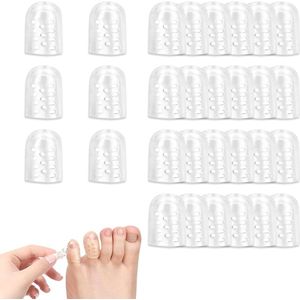 Allecto Plus - Siliconen teenbeschermers 30 stuks - Gelteenbescherming - Ademend - Grote teen - Herbruikbaar - Teenslippers - Mannen en vrouwen.
