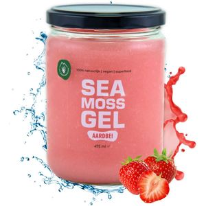 Sea Moss Gel Aardbei - 300 ml - Superfood - Mineralen - Irish moss - Immuunsysteem - Gezonde huid - 2 weken verpakking