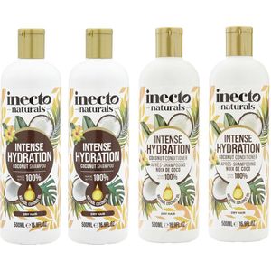 INECTO - 2 x Coconut Shampoo + 2 x Coconut Conditioner - 4 x 500ml - 4 Pak