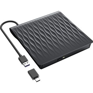 Draagbare Externe DVD Speler voor Laptop - DVD Burner - USB 3.0 en type-C - RW voor desktop, compatibel met Windows 11/10/XP/8/7/Vista/Linux/ MacOS