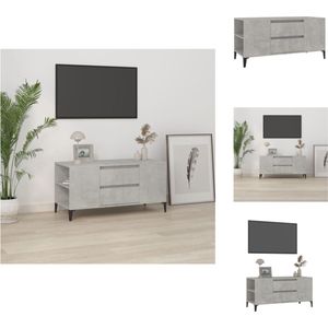 vidaXL TV-meubel Industrial - Betongrijs - 102 x 44.5 x 50 cm - Bewerkt hout en metaal - Kast