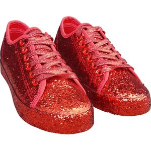 Glitter sneaker - Dames - Rood - Maat 36