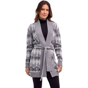 FALKE - Selection Jacquard Long - Cardigan - Grijs - 100% Lamswol