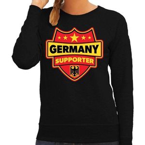 Germany supporter schild sweater zwart voor dames - Duitsland landen sweater / kleding - EK / WK / Olympische spelen outfit M