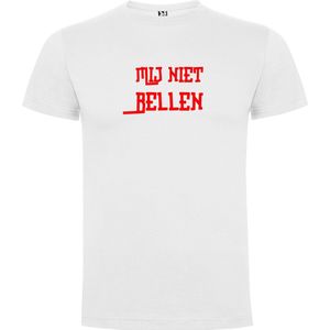 Wit T-Shirt met “ Mij niet bellen / Don't call me “ Afbeelding Rood Maat S