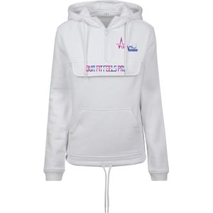 FitProWear Dames Pullover Hoodie Rosa - Wit - Maat XXXXXL / 5XL - Hoodie Dames - Pullover Hoodie - Trui Capuchon - Witte - Zwarte trui - Trui Katoen/Polyester - Sweater - Trui Pullover