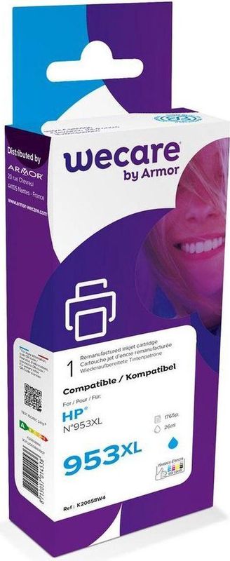 weCare - Cartridge - Cyaan - Compatibel met HP 953 XL - Inhoud 26ml