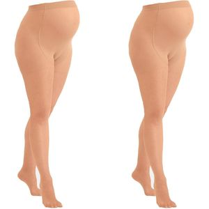 Mamsy - 2-Pack Comfortabele Sheer Zwangerschapspanty 20den - Naturel - S