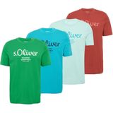 s.Oliver - T-shirt - Cyaan Blauw / Mintgroen / Grasgroen / Rood - 4 Pack