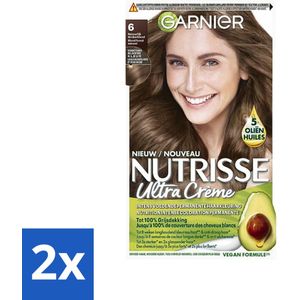 Garnier - Nutrisse Ultra Crème 6 - Haarkleuring - Natuurlijk Donkerblond - Intens Voedend - Permanente Kleur - Voordeelverpakking - 2 stuks