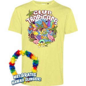 T-shirt Flamingo Summer | Toppers in Concert 2024 | Club Tropicana | Hawaii Shirt | Ibiza Kleding | Lichtgeel | maat M