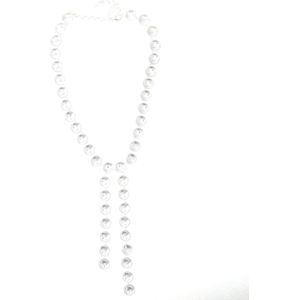 Behave Dames ketting zilver kleur met stenen en hangers 47 cm