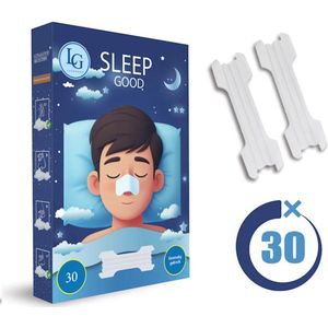 LunaGood® - Neusstrips - Transparant - Neuspleisters - Anti snurk - Anti snurk neusspreider - 30 stuks - Neusstrips voor sporten - Neusstrips voor slapen